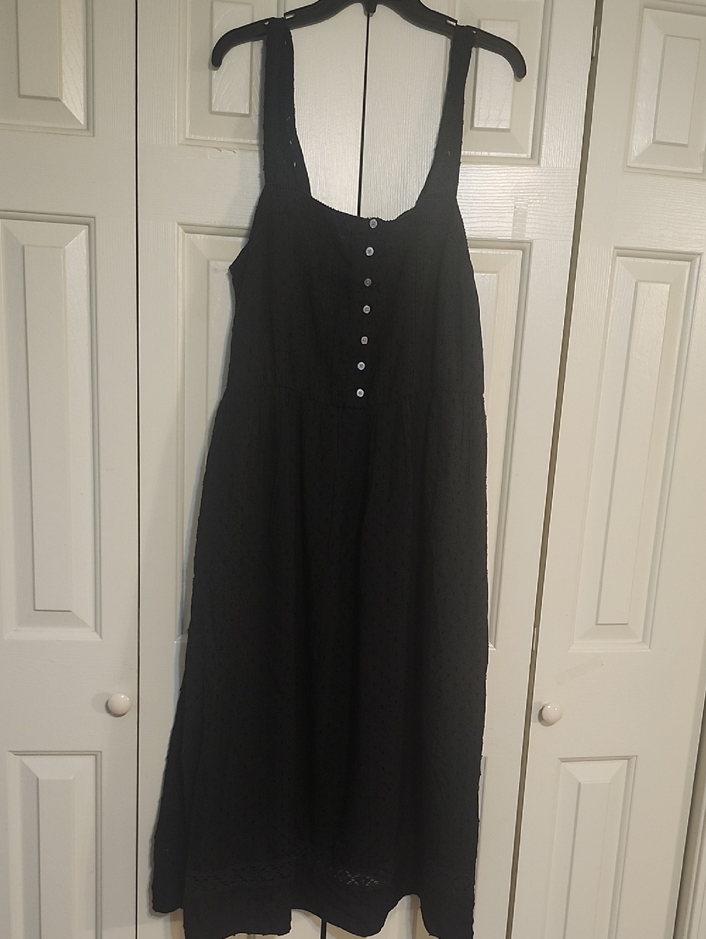 LOFT Black Sleeveless Button-Front Maxi Dress